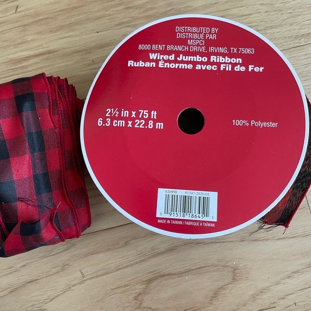 1.5" × 30ft. Wired Buffalo Check Ribbon by Celebrate It Christmas - Picture 5 of 7